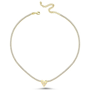 Maisonirem Necklace Rhinestone Heart Necklaces Gold
